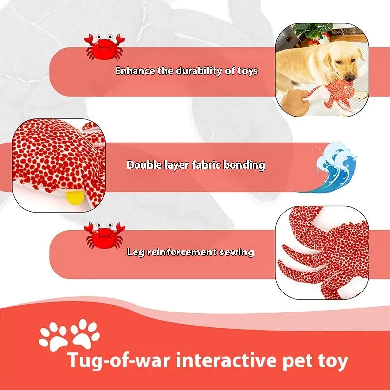 Plush squeaky pet toy in King Crab colour for interactive play with dogs and cats