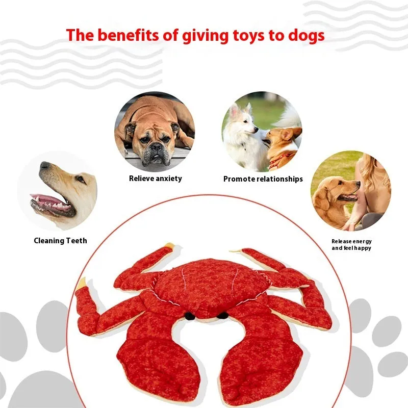 Plush squeaky pet toy in King Crab colour for interactive play with dogs and cats