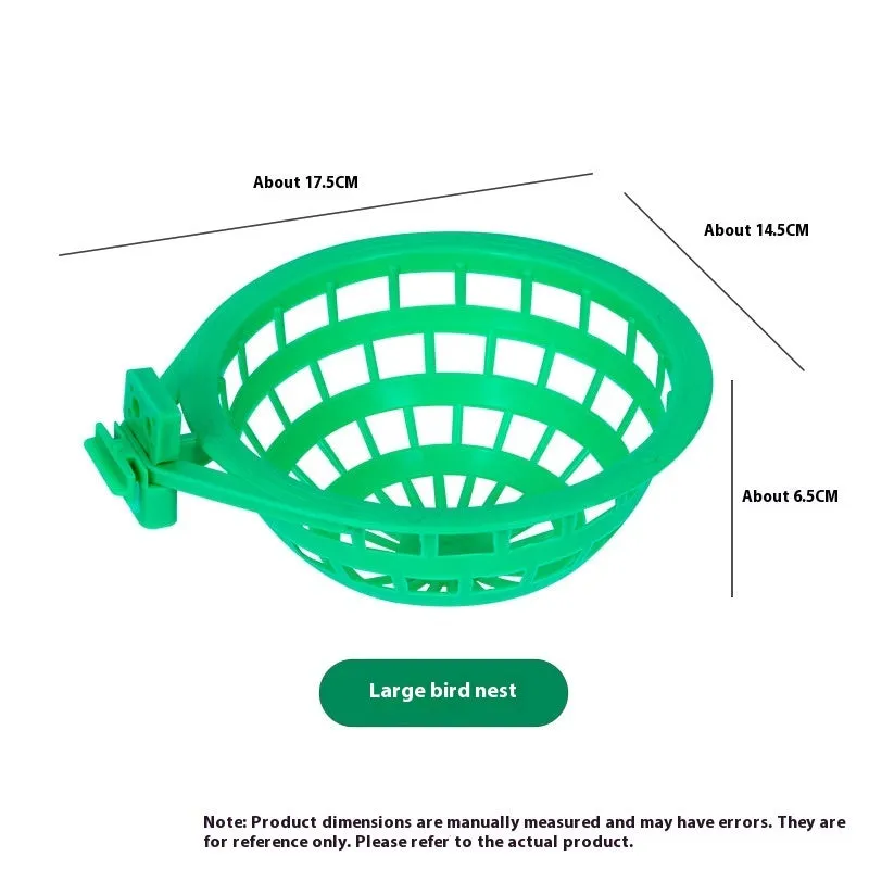 Plastic bird nest in green colour, split-proof design, easy clean surface for pet bird cages