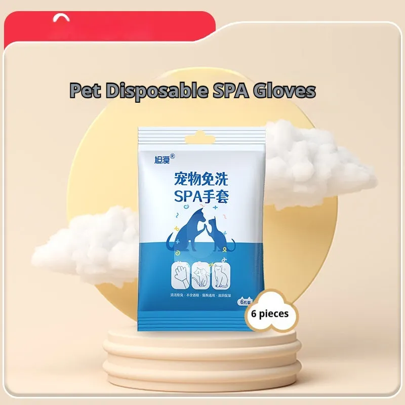 Pet bath-free cleaning gloves wet wipes for dogs, non-woven fabric disposable grooming gloves, pack of 1 or 6 pieces