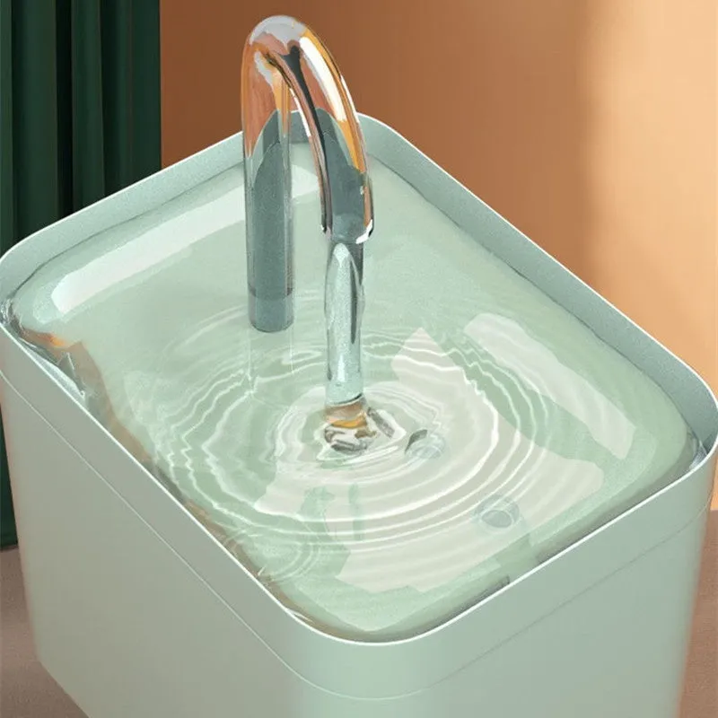 Cat water fountain with clear crystal elbow and frosted blue base, 1500ml capacity automatic circulation