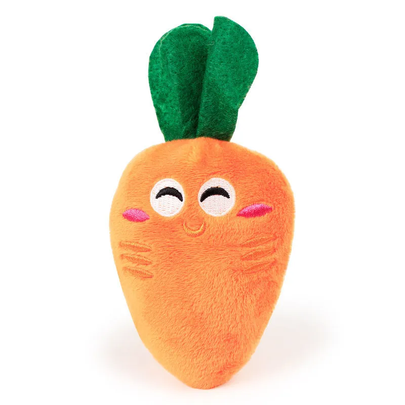 Orange carrot plush toy snuffle mat for dogs and cats with PP cotton filling, 35cm by 35cm, non-slip base