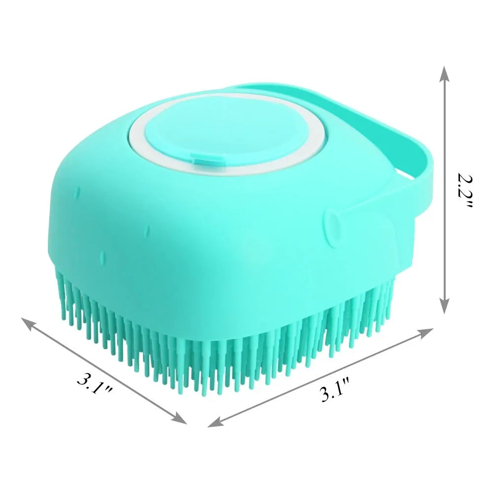 Pet dog shampoo massager brush with soft silicone bristles for short hair grooming