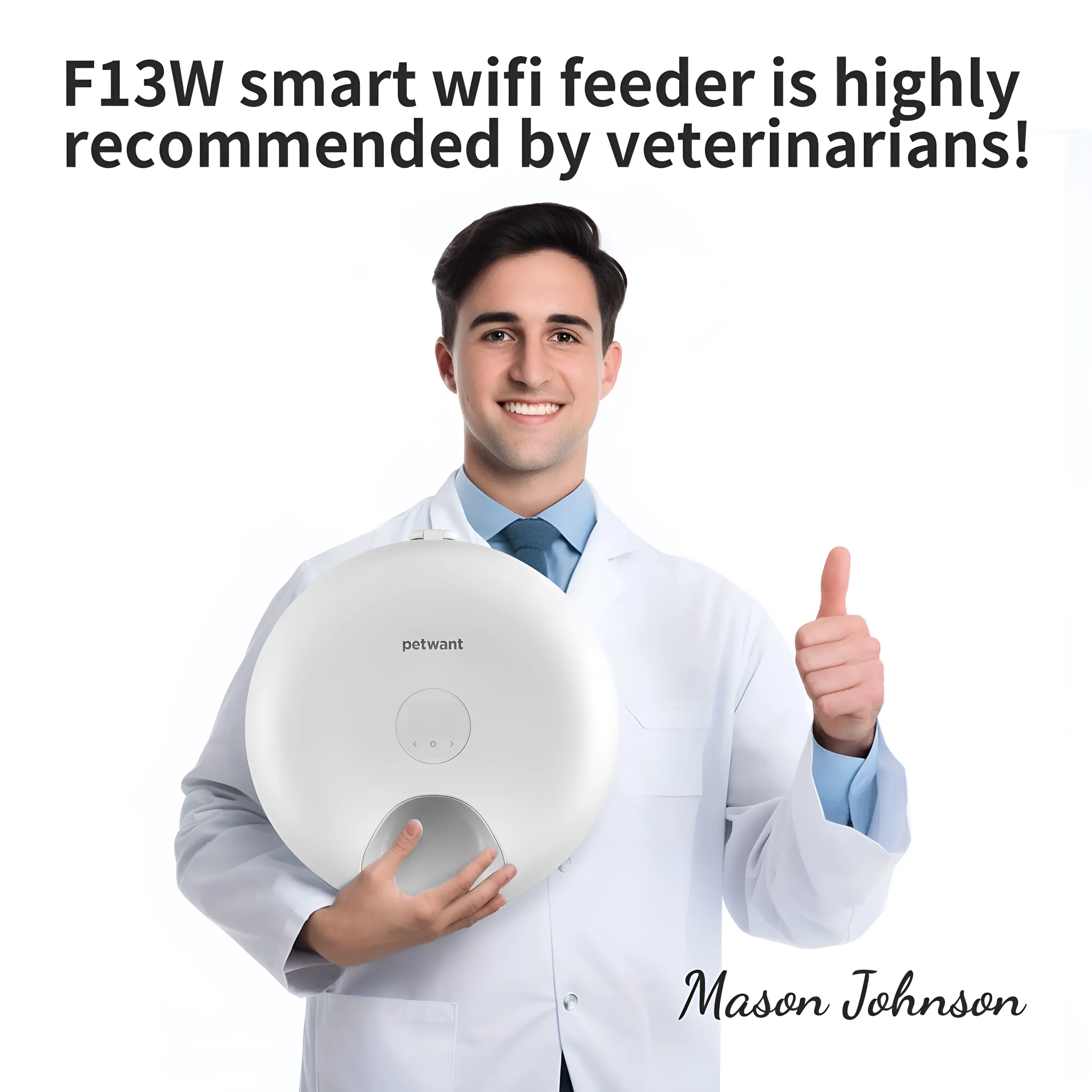 Donut Frost WiFi automatic pet feeder with app control display, six food compartments, and two ice packs.