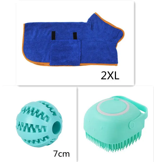 Silicone dog bath massage brush with shampoo dispenser, beige colour, round shape, on white background