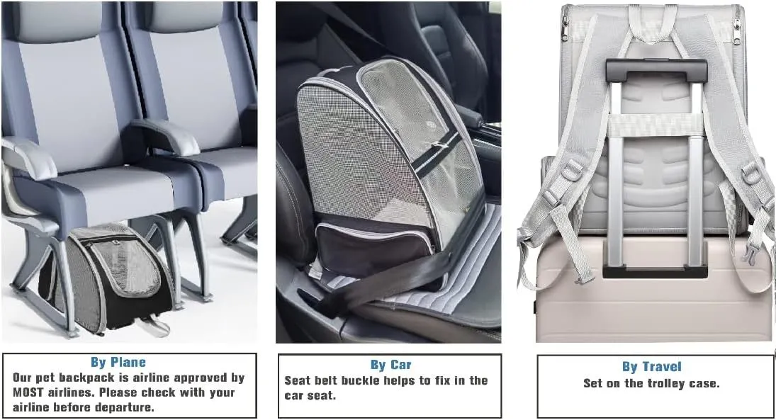Gray Innovative Traveler bubble backpack pet carrier with PVC mesh windows, side view, for cats and dogs