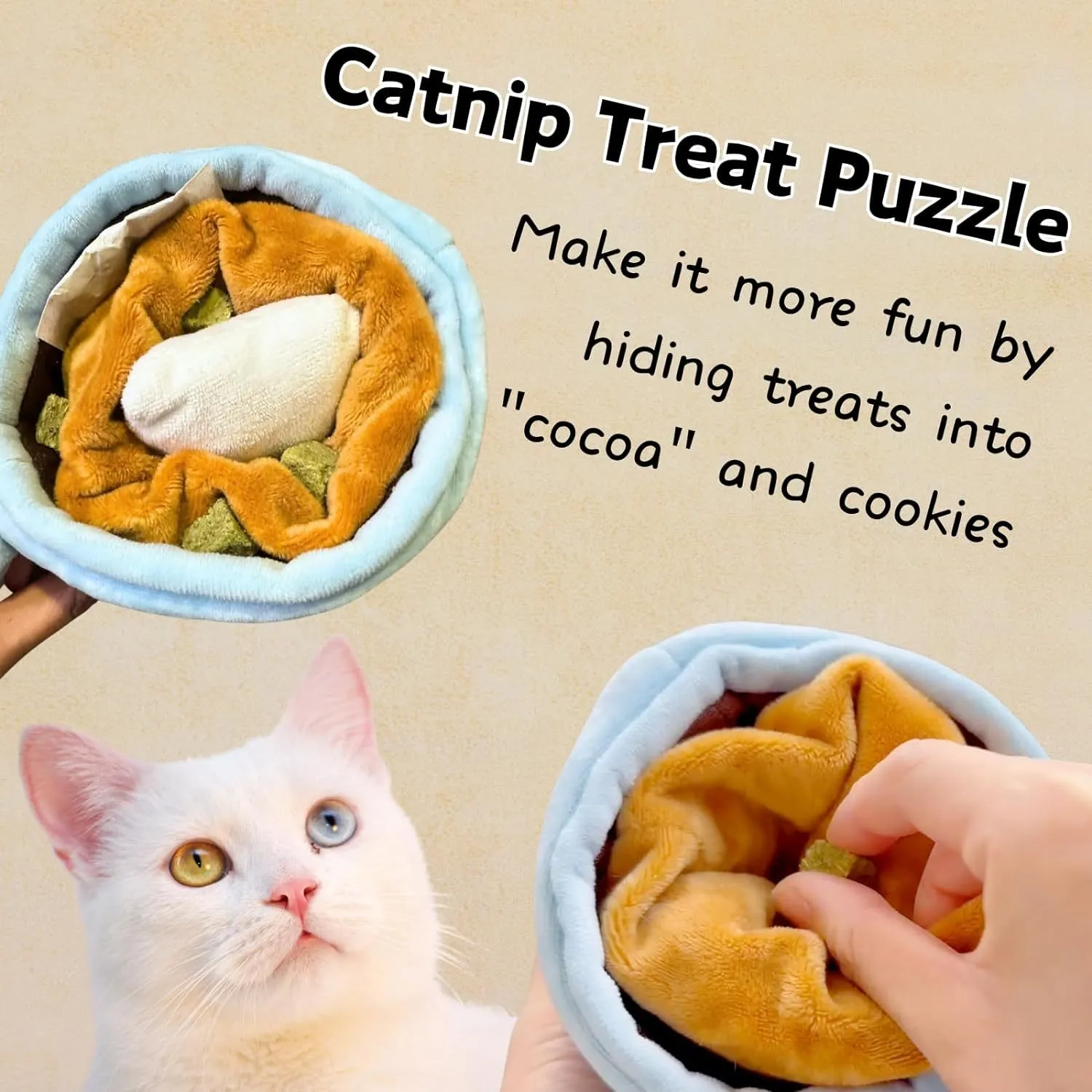 Blue interactive cat toy set with catnip, silvervine sticks, crinkle paper and squeaky toys for indoor cats