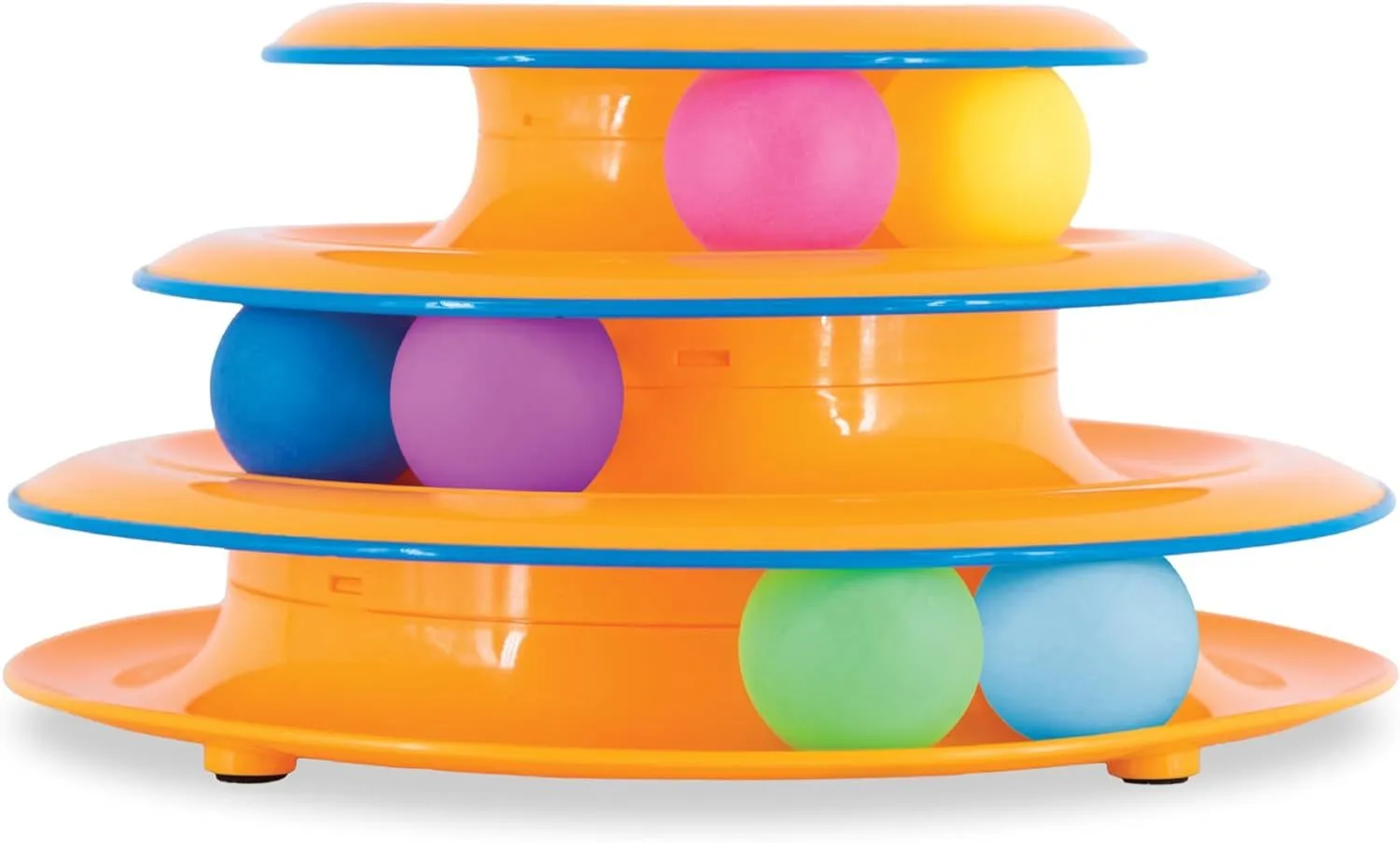 Catstages Tower Of Tracks interactive 3-tier cat track toy with spinning balls in orange