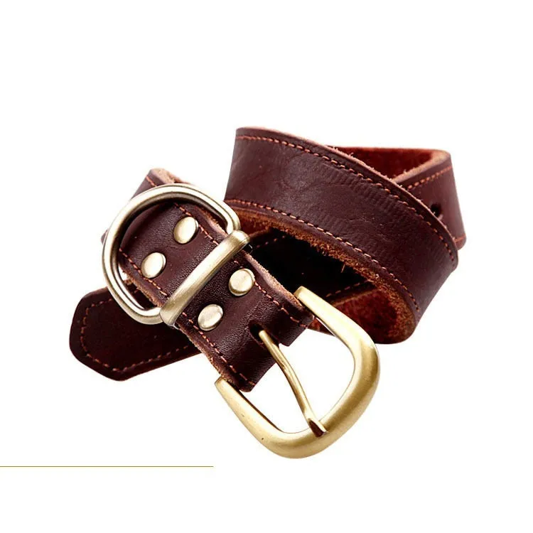 Cowhide pet collar for small and medium dogs in original leather colour, size 24CM-30CM