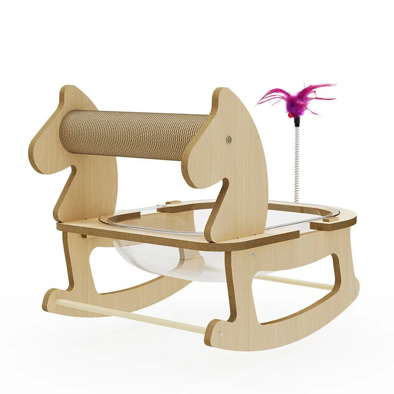 Cat bed space capsule rocking chair with hemp rope column and MDF frame showing simple style