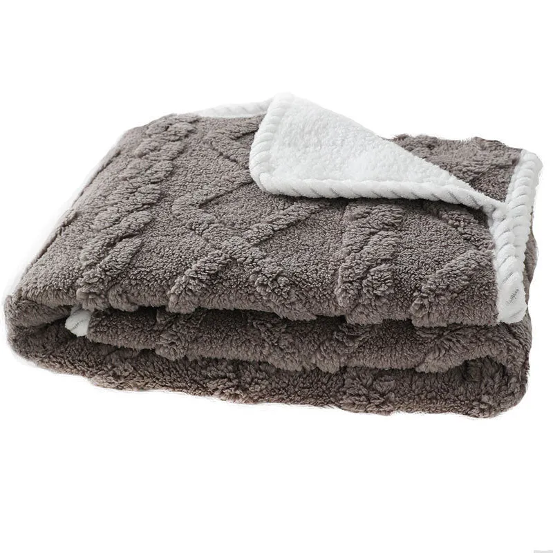 Soft thick warm waterproof machine washable pet plush blanket for dogs and cats in coffee colour size large