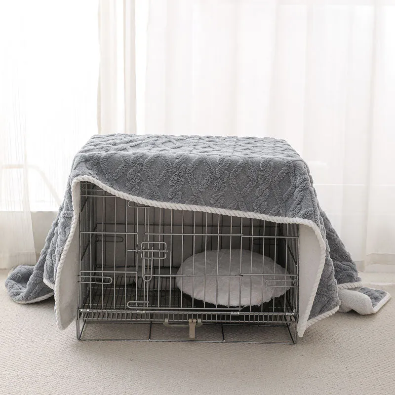 Soft thick warm waterproof machine washable pet plush blanket for dogs and cats in coffee colour size large