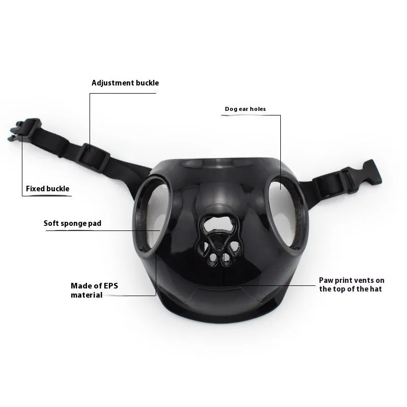 Plastic safety helmet for small to medium sized dogs in black colour