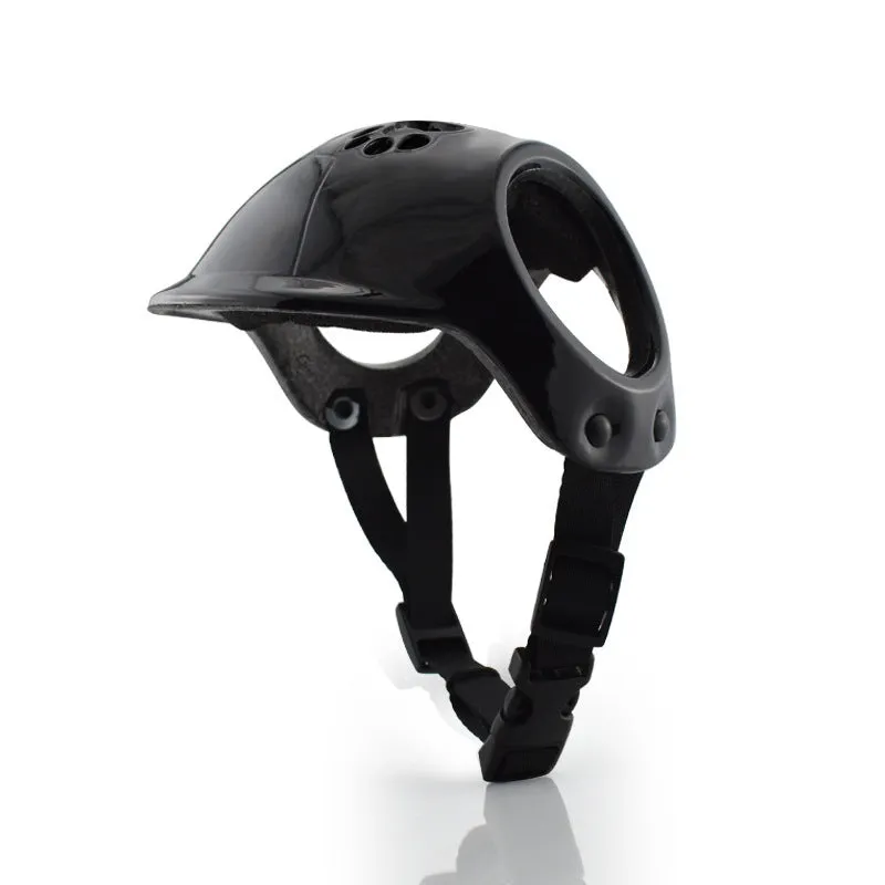 Plastic safety helmet for small to medium sized dogs in black colour