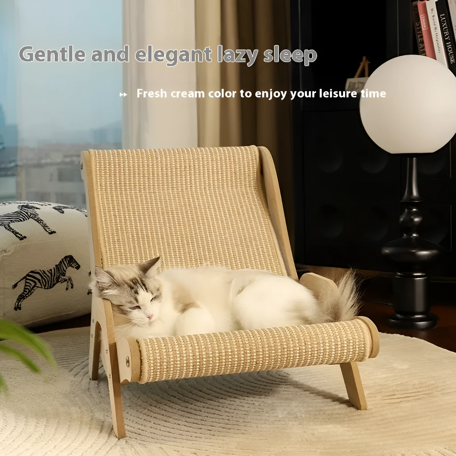 Sisal cat nest scratch board recliner with hemp cushion and replacement pad
