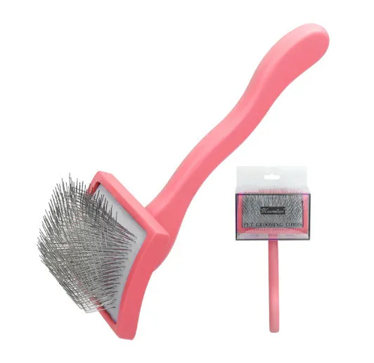 Wooden pet comb with rubber effect paint in multiple colours including canopy hair comb and crown hair comb styles