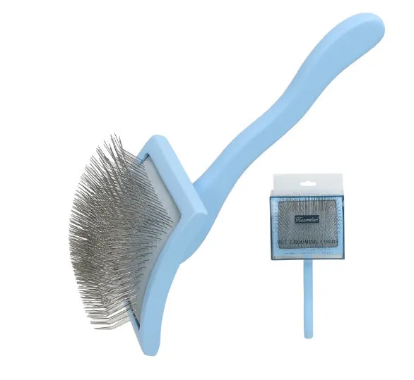Wooden pet comb with rubber effect paint in multiple colours including canopy hair comb and crown hair comb styles