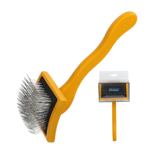 Wooden pet comb with rubber effect paint in multiple colours including canopy hair comb and crown hair comb styles