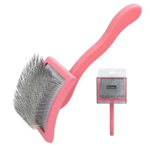 Wooden pet comb with rubber effect paint in multiple colours including canopy hair comb and crown hair comb styles