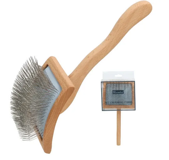 Wooden pet comb with rubber effect paint in multiple colours including canopy hair comb and crown hair comb styles
