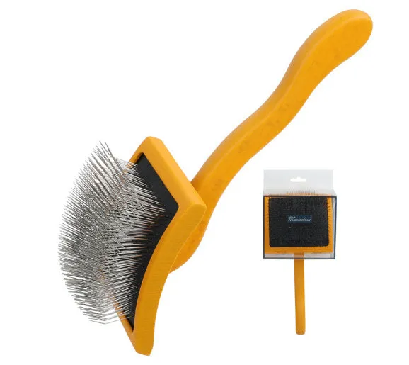 Wooden pet comb with rubber effect paint in multiple colours including canopy hair comb and crown hair comb styles