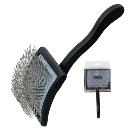 Wooden pet comb with rubber effect paint in multiple colours including canopy hair comb and crown hair comb styles