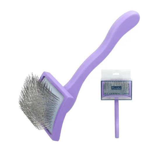 Wooden pet comb with rubber effect paint in multiple colours including canopy hair comb and crown hair comb styles