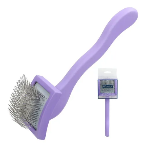 Wooden pet comb with rubber effect paint in multiple colours including canopy hair comb and crown hair comb styles