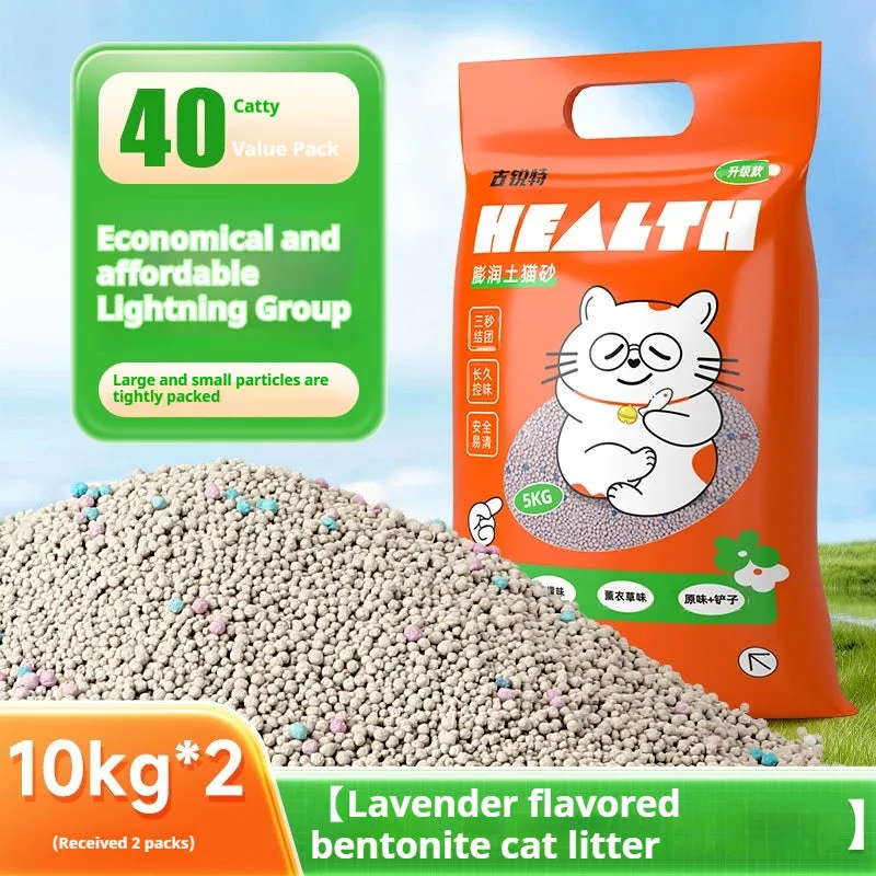 Bentonite cat litter low dust deodorant clean smell available in 5kg 10kg 20kg lavender lemon original