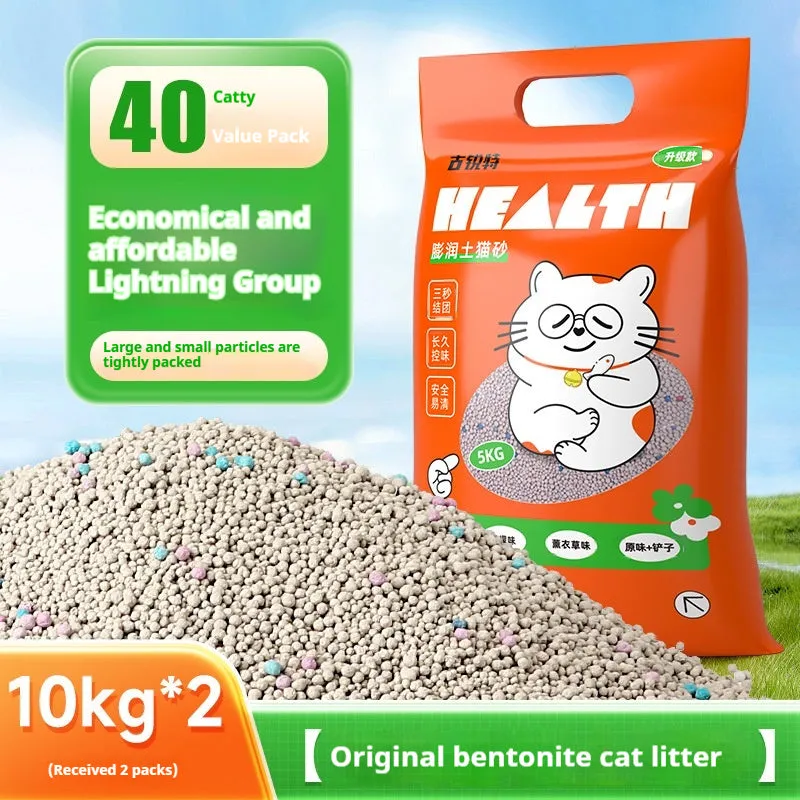 Bentonite cat litter low dust deodorant clean smell available in 5kg 10kg 20kg lavender lemon original