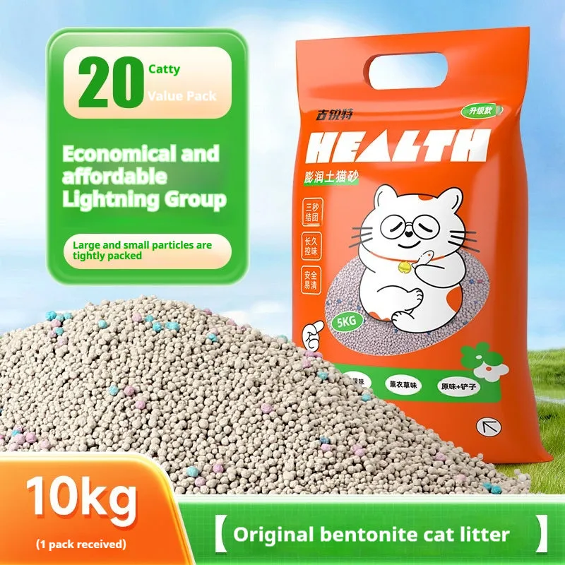 Bentonite cat litter low dust deodorant clean smell available in 5kg 10kg 20kg lavender lemon original