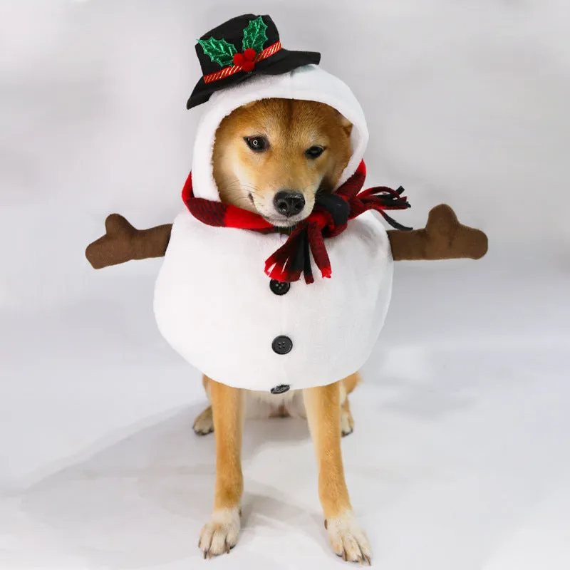 Christmas snowman costume outfit for dogs and cats in festive design with polyester fabric