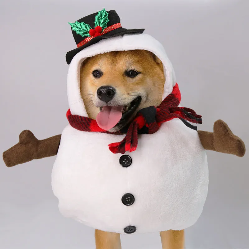 Christmas snowman costume outfit for dogs and cats in festive design with polyester fabric