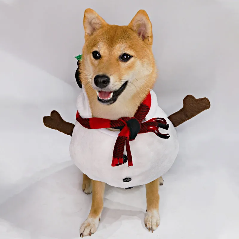 Christmas snowman costume outfit for dogs and cats in festive design with polyester fabric