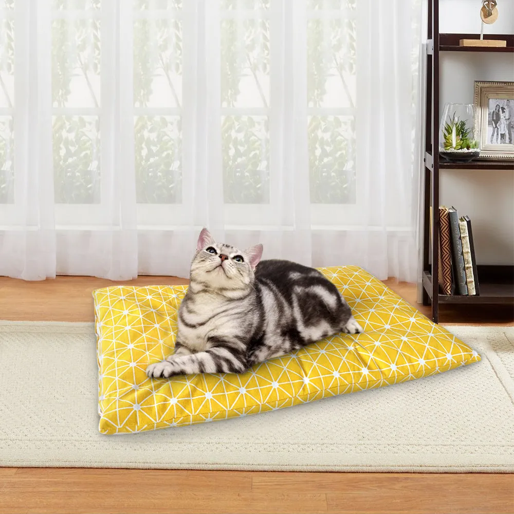 Winter dog bed soft plush mat grey rectangular design for indoor pet sleeping