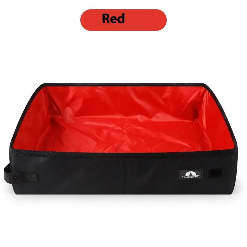 Portable foldable waterproof Oxford cloth cat litter box in black, green, and red