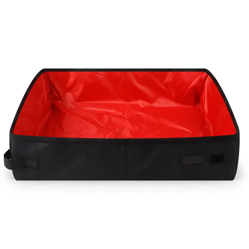 Portable foldable waterproof Oxford cloth cat litter box in black, green, and red