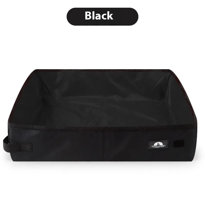Portable foldable waterproof Oxford cloth cat litter box in black, green, and red