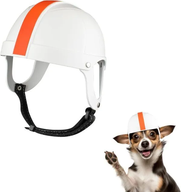 Pet Ride motorcycle safety helmet for dogs and cats in black and yellow, side view