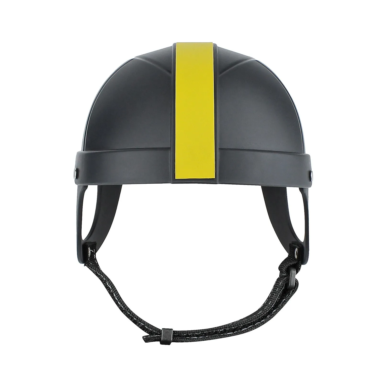 Pet Ride motorcycle safety helmet for dogs and cats in black and yellow, side view