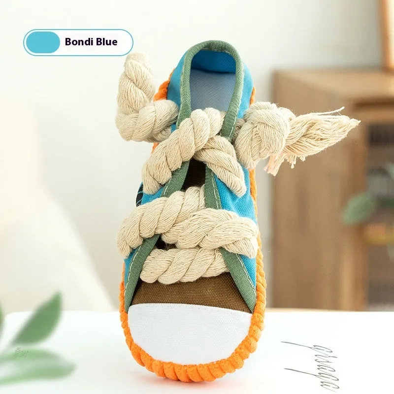 Bite Shoes Sound Pet Toy in Oxford cloth, 7x8x18cm, available in Rock Yellow colour