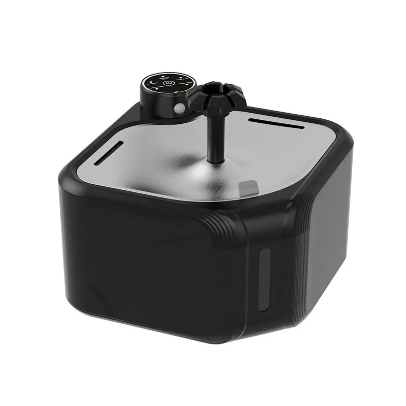 Stainless steel pet water dispenser with wireless induction automatic water outlet for dogs and cats, black or white