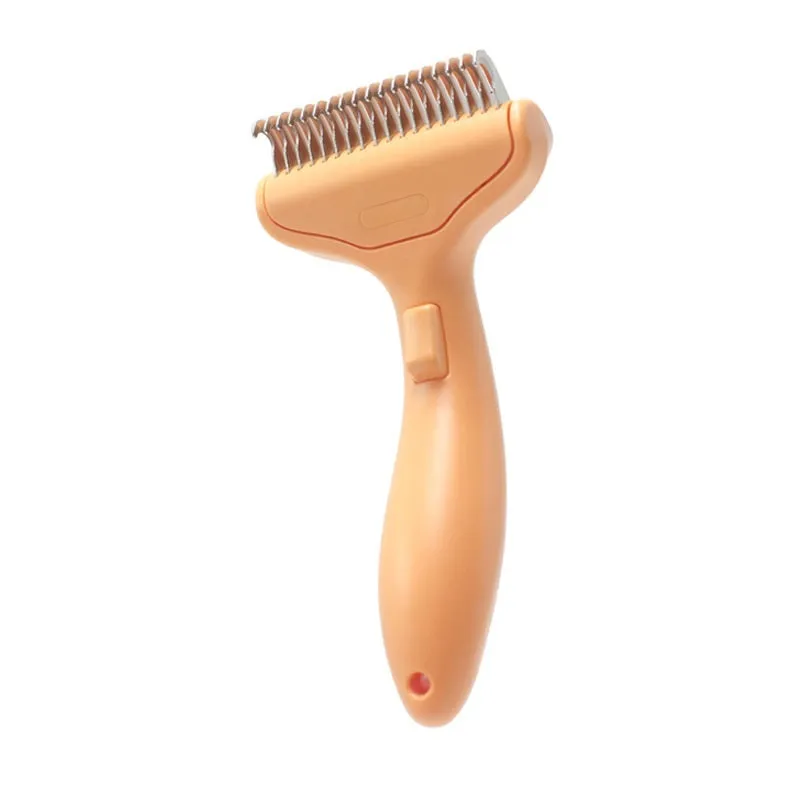 Pet hair unknotting comb in ABS material for cats and dogs, floating hair removal tool in green colour