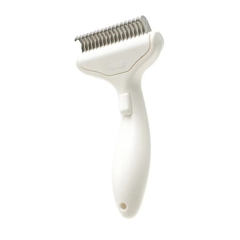 Pet hair unknotting comb in ABS material for cats and dogs, floating hair removal tool in green colour