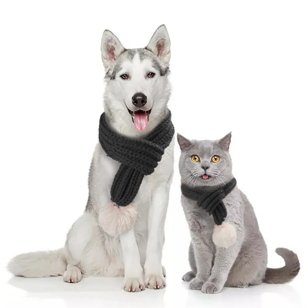 Pet Christmas acrylic wool scarf for cats and dogs in red colour, holiday accessory