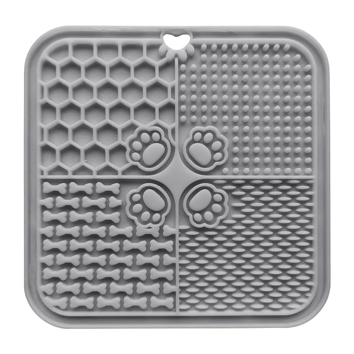 Silicone dog slow food mat in black with raised ridges to slow eating, anti-scatter design