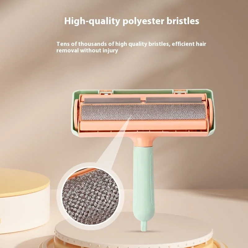 Mint green PP plastic cat hair removal brush with measurements 20x19.5x7cm showing brush head design