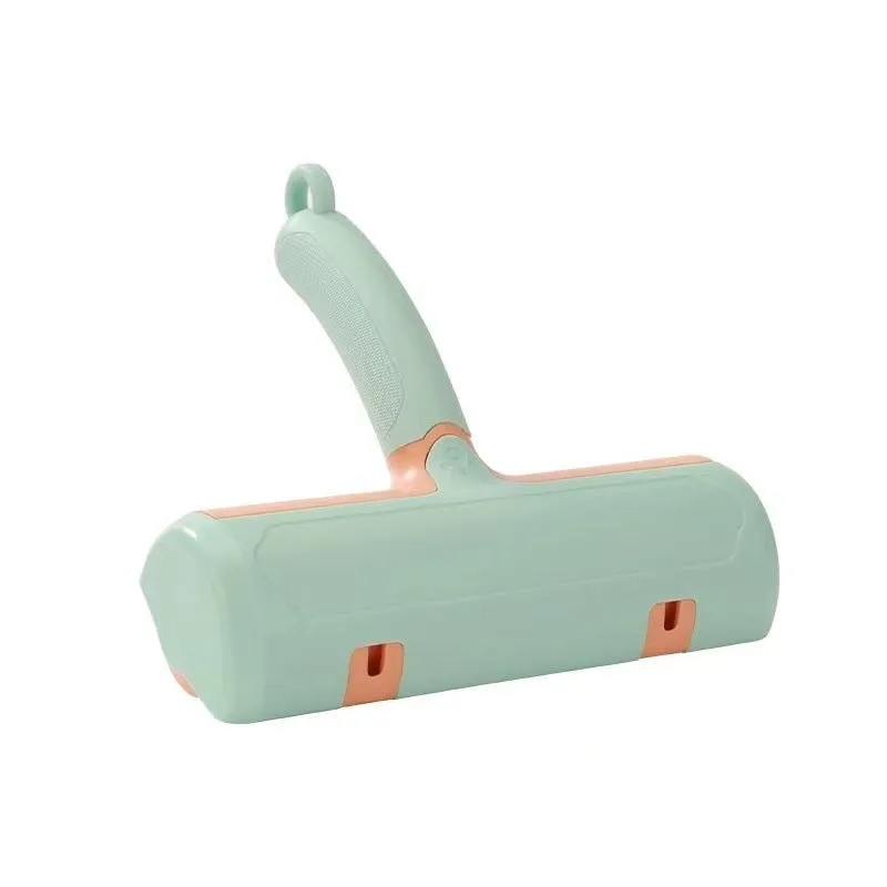 Mint green PP plastic cat hair removal brush with measurements 20x19.5x7cm showing brush head design