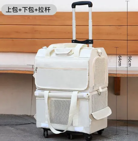 Easy To Go Out cat stress travel bag foldable Oxford cloth pet carrier with transparent window in beige