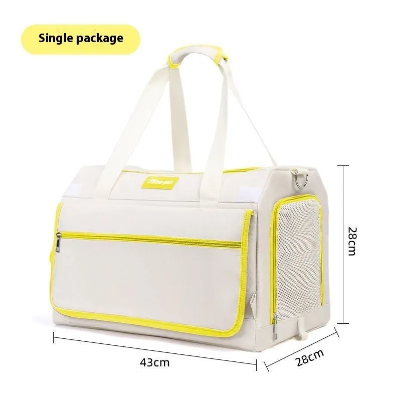 Easy To Go Out cat stress travel bag foldable Oxford cloth pet carrier with transparent window in beige